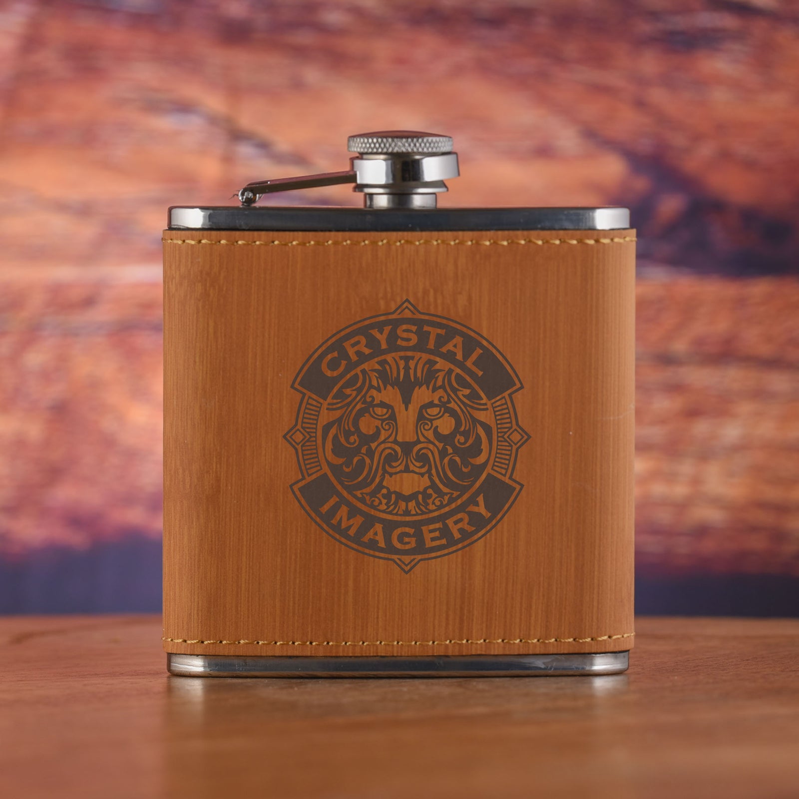 Your Logo, Bamboo Pocket Flask Engraved