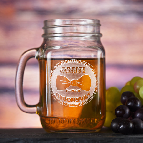 Bowtie Mason Jar Groomsmen Gift