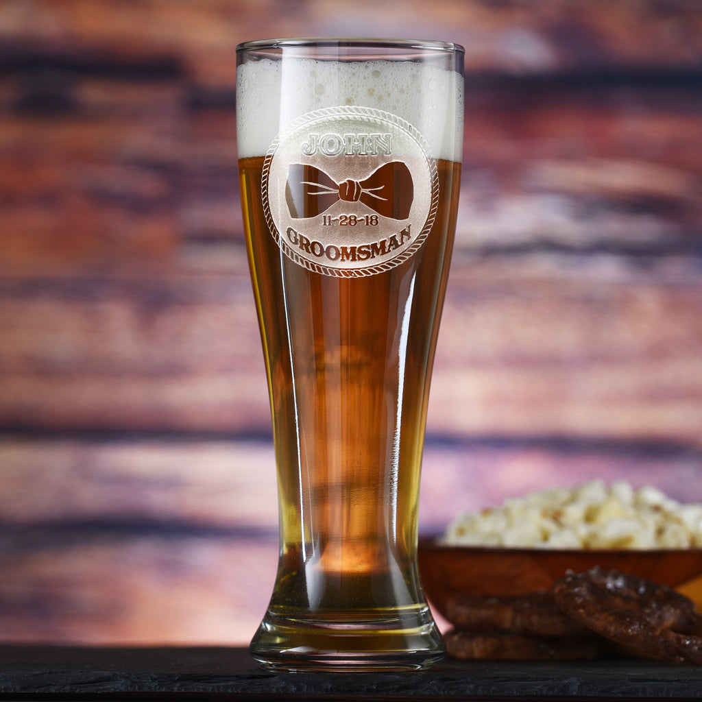 Groomsman Bowtie Pilsner Glass