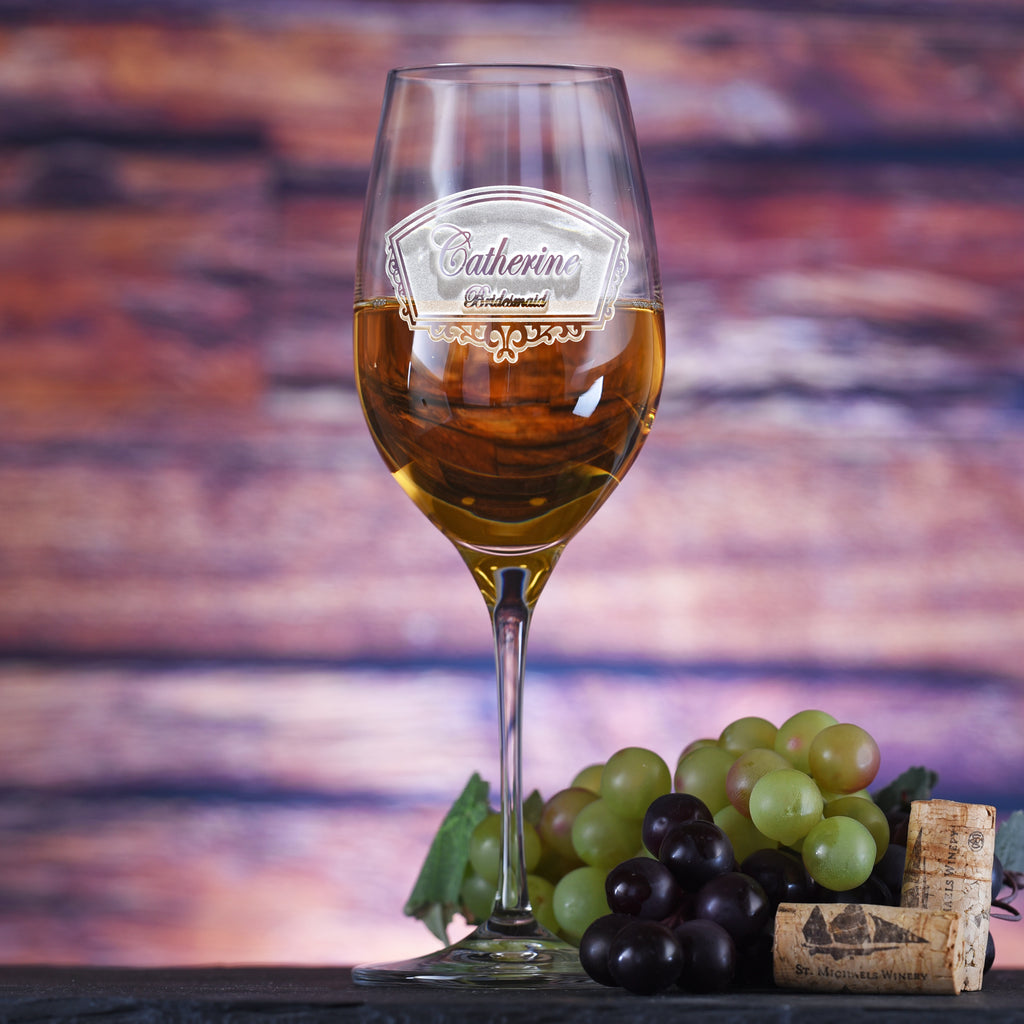 Crystal White Wine Glass Bridal Party and Bridesmaid Gifts