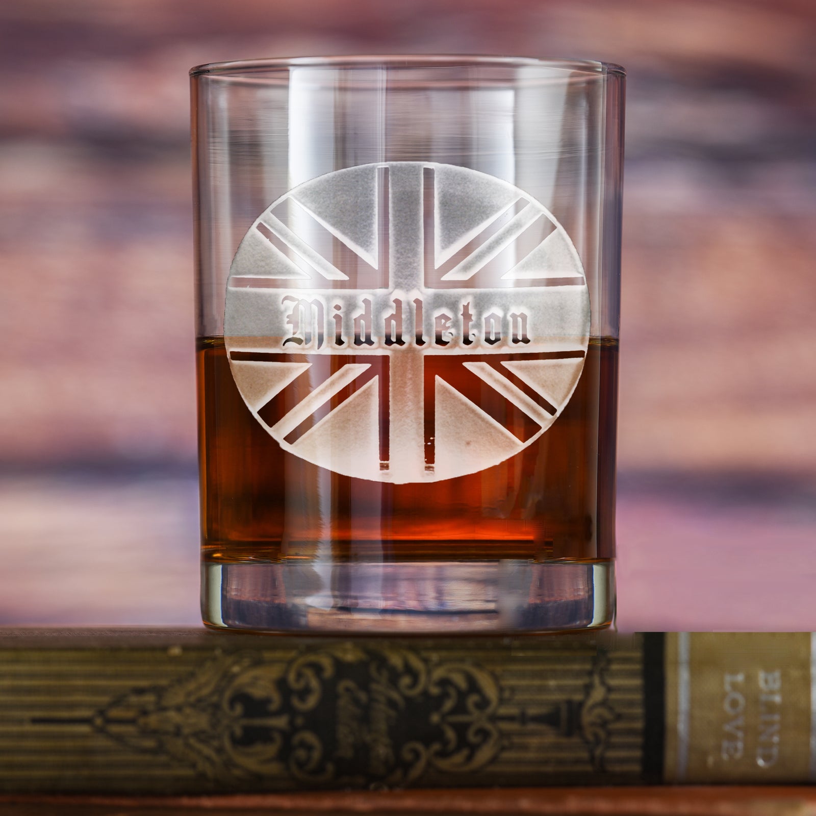 British Flag Monogrammed Whiskey Glass