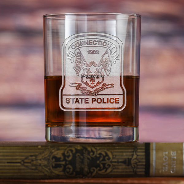 Connecticut State Police Whiskey Rocks Glass