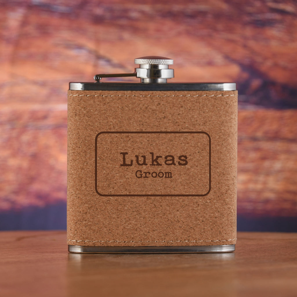 Best Man Groomsmen Cork Custom Engraved Flask Gift