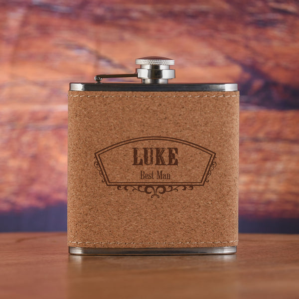 Groomsman Cork Custom Engraved Flask Gift