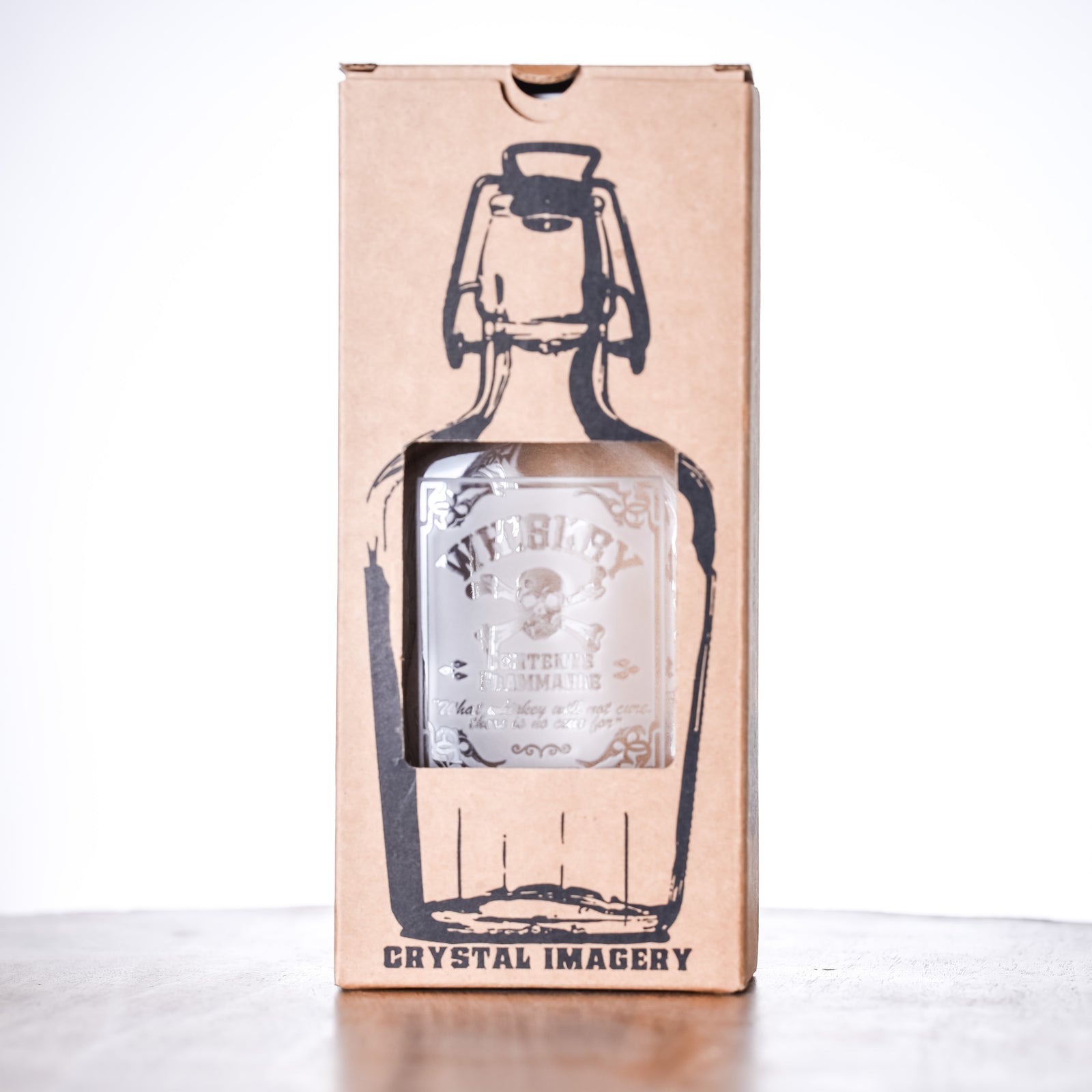 Badass Whiskey Flask, Skull with Beard