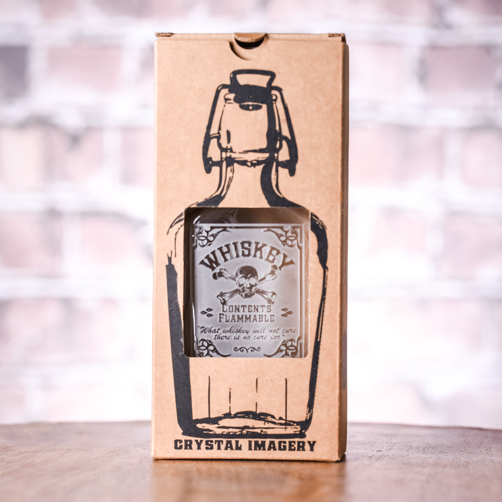 Whiskey Label Flask, Engraved