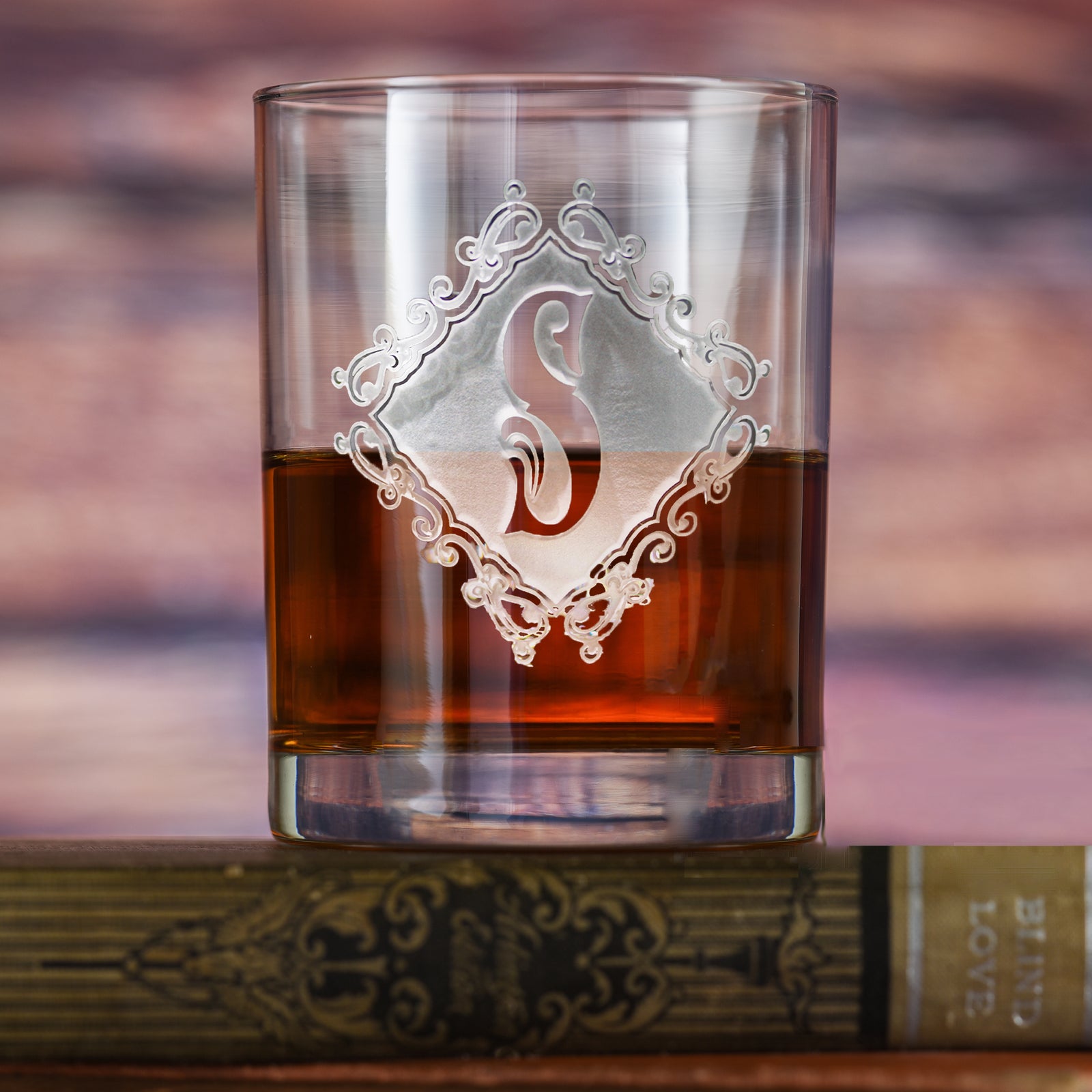 Engraved, Monogrammed Diamond Whiskey Glass