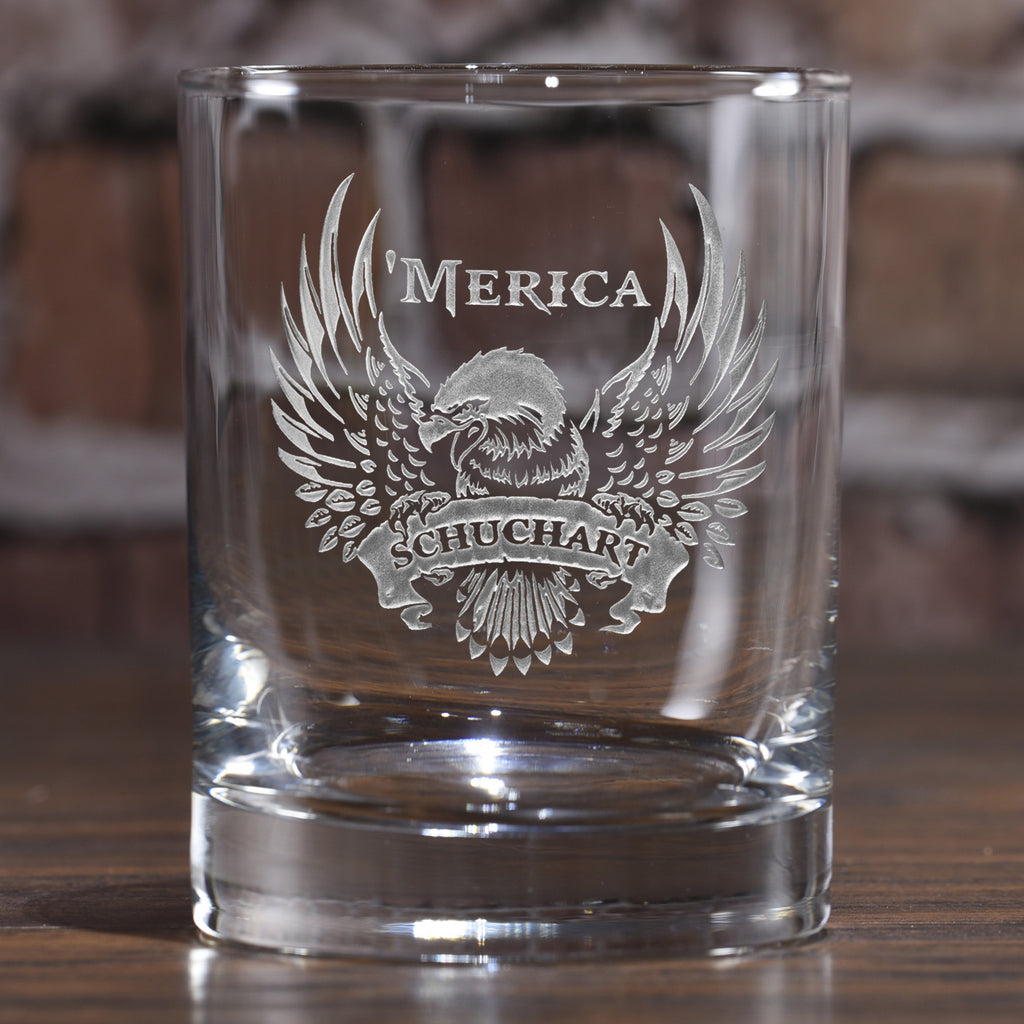 Patriotic USA 'Merica Bald Eagle Whiskey Glass