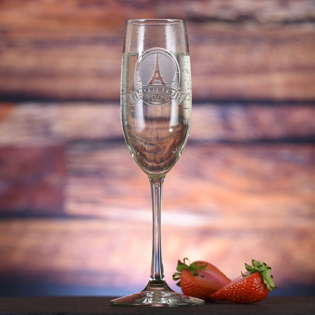 Eiffel Tower Engraved Champagne Flute Glass