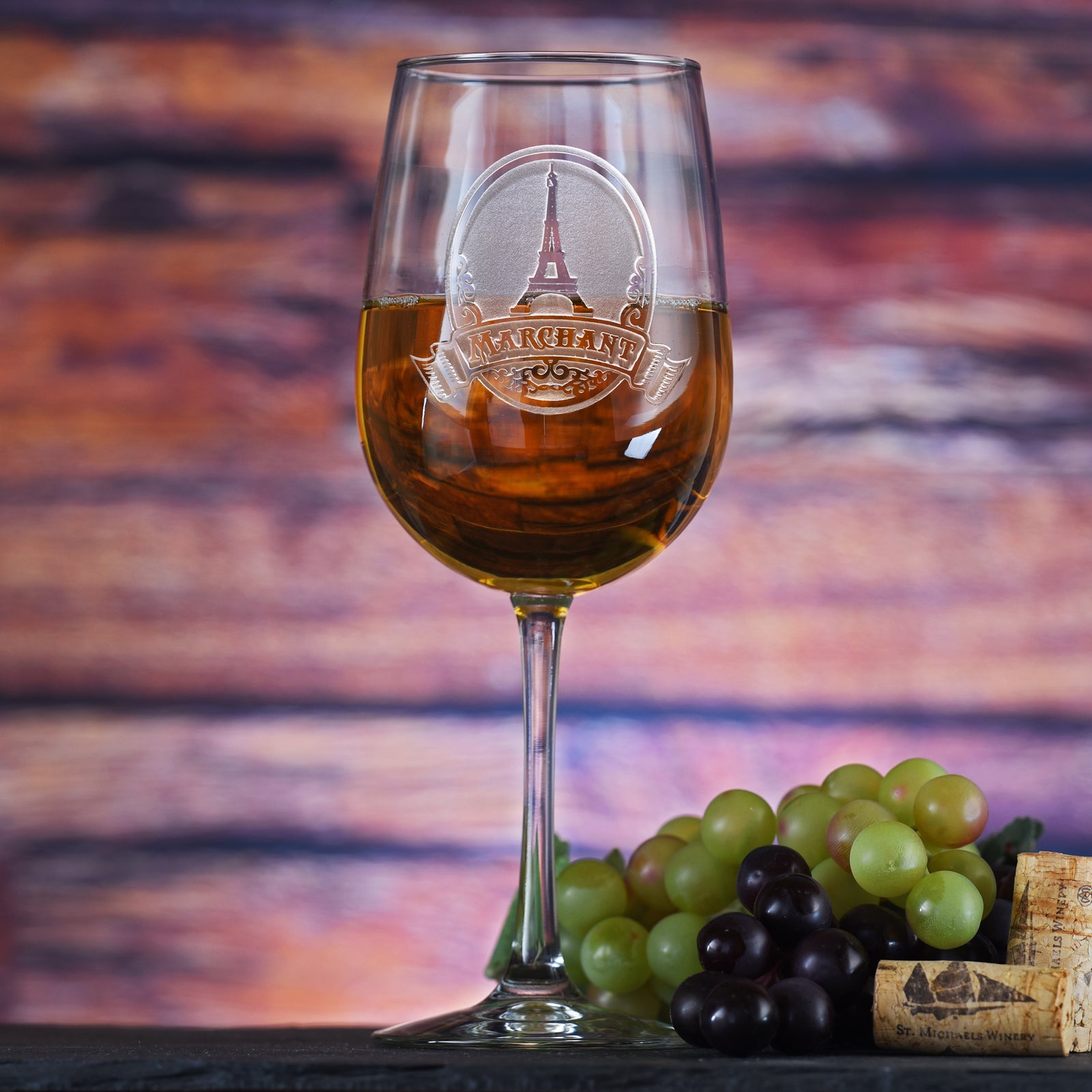 Eiffel Tower Engraved Wine Glass
