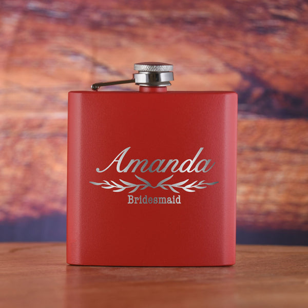 Bridesmaid & Maid of Honor Custom Pocket Flasks - Set of 5