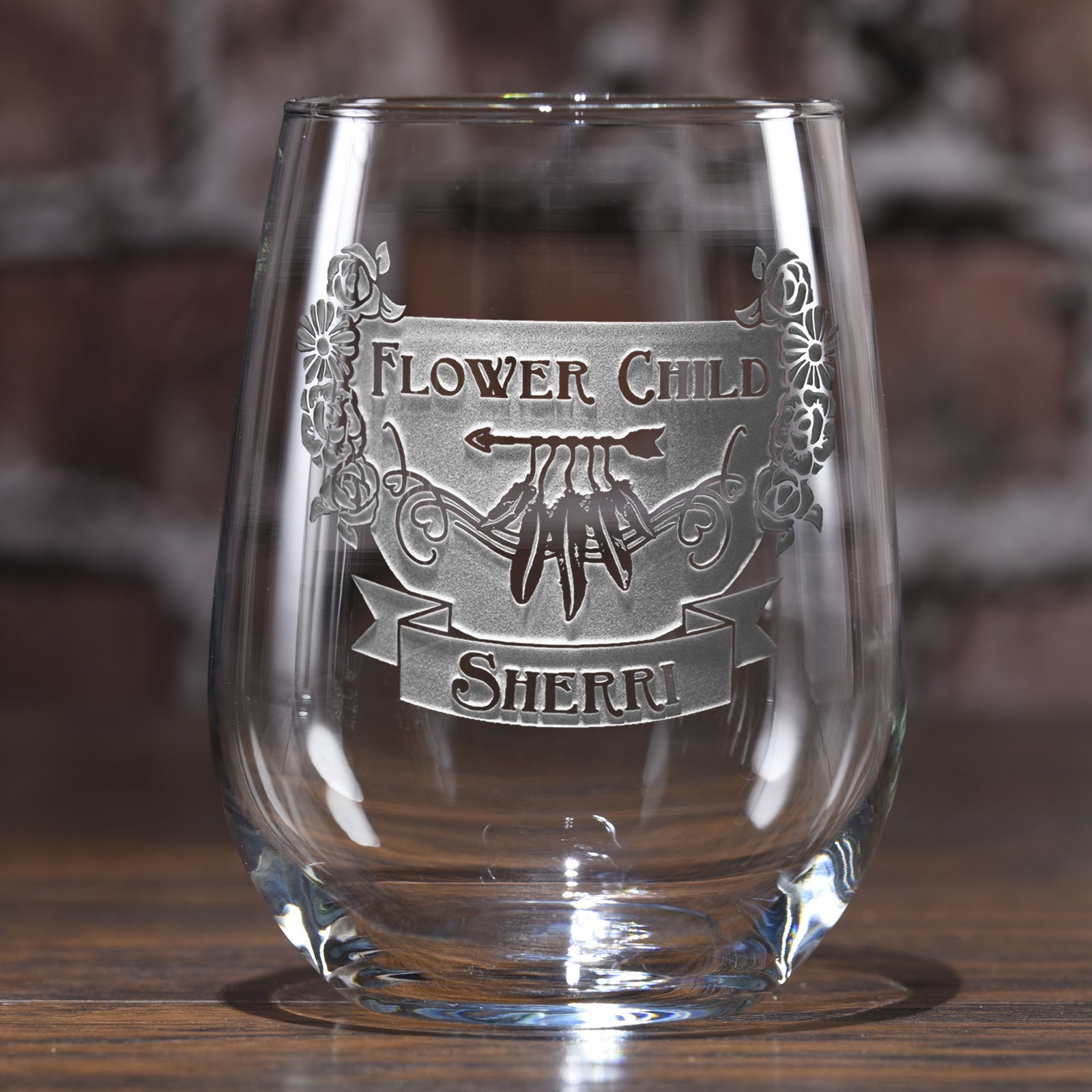 Gypsy, Bohemian Hippie Stemless Wine Glass