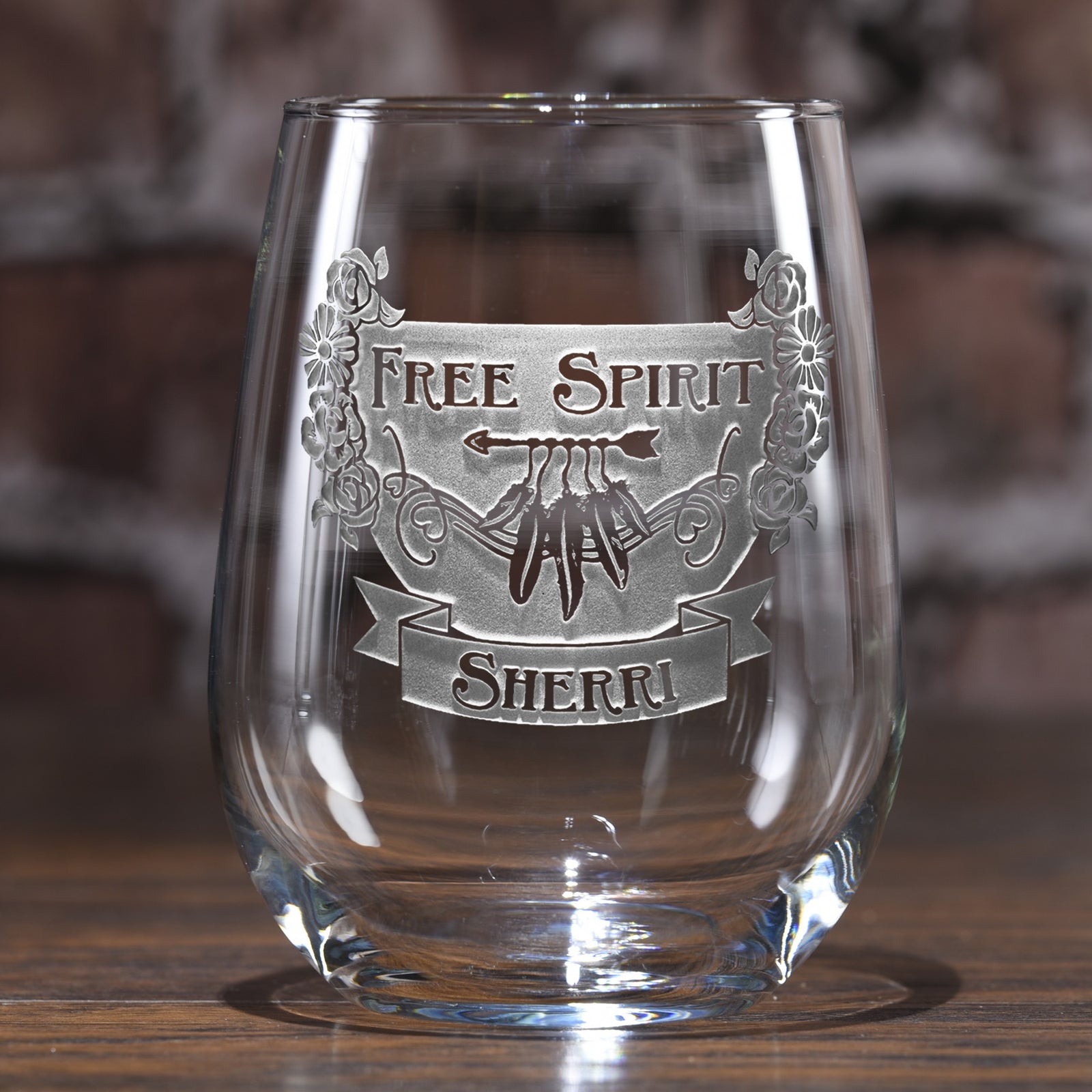 Gypsy, Bohemian Hippie Stemless Wine Glass