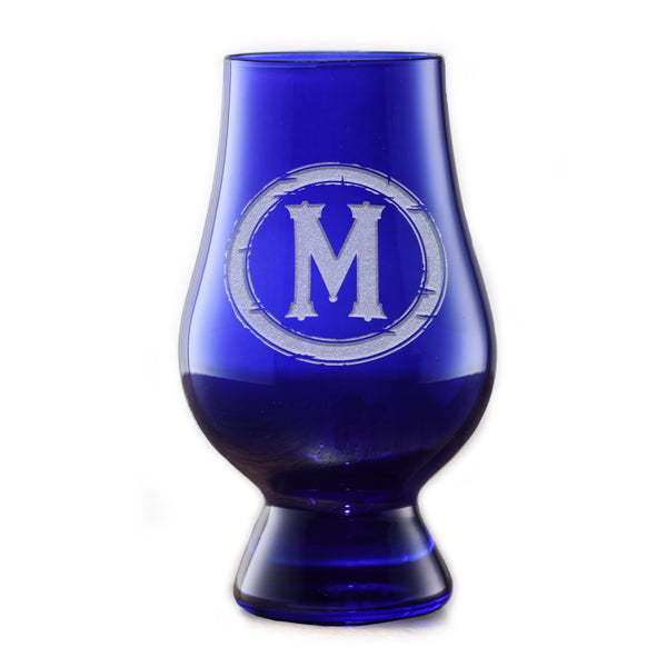 Engraved Blue Glencairn Whisky Glass With Monogram