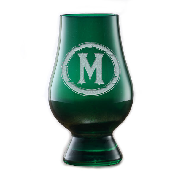 Engraved Green Glencairn Whisky Glass With Monogram
