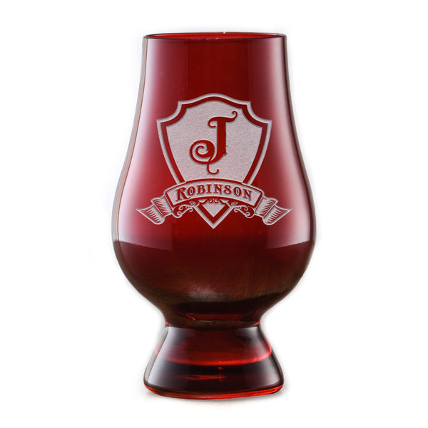 Engraved Red Glencairn Whisky Glass