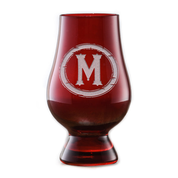 Engraved Red Glencairn Whisky Glass With Monogram