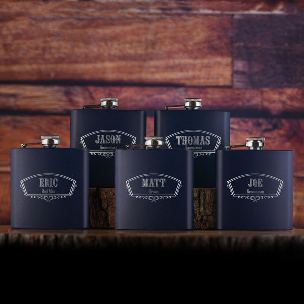 Groomsman Custom Pocket Flask Gifts - Set of 5