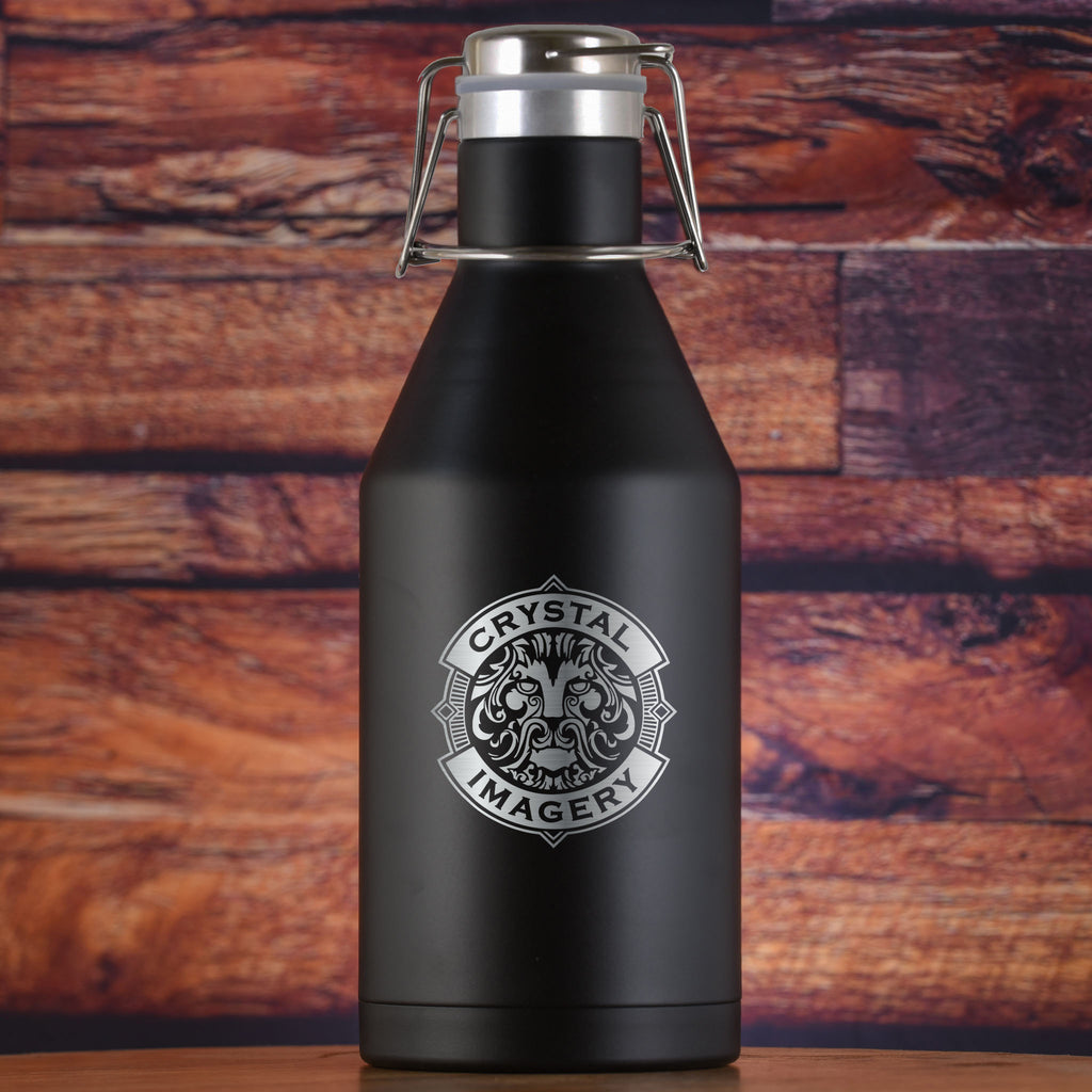 Your Logo Black Vacuum Insulated Growler with Swing-Top Lid