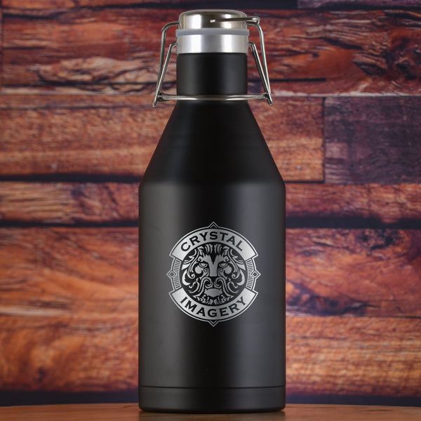 Your Logo Black Vacuum Insulated Growler with Swing-Top Lid