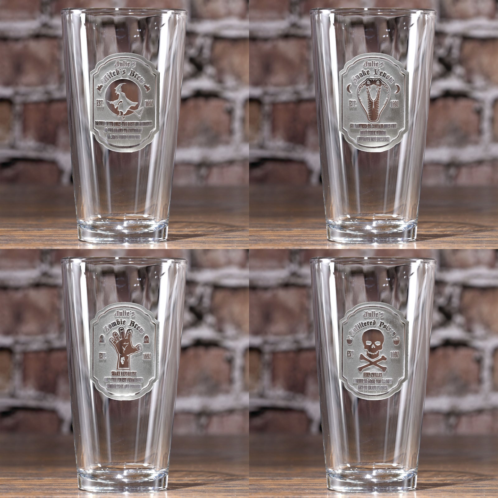 Halloween Potion Pint Pub Cocktail Glasses Set