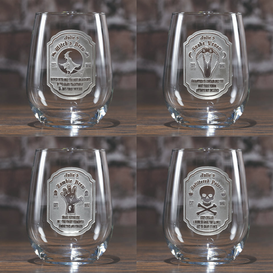 Halloween Witch's Brew & Potion, Stemless Wine Glasses