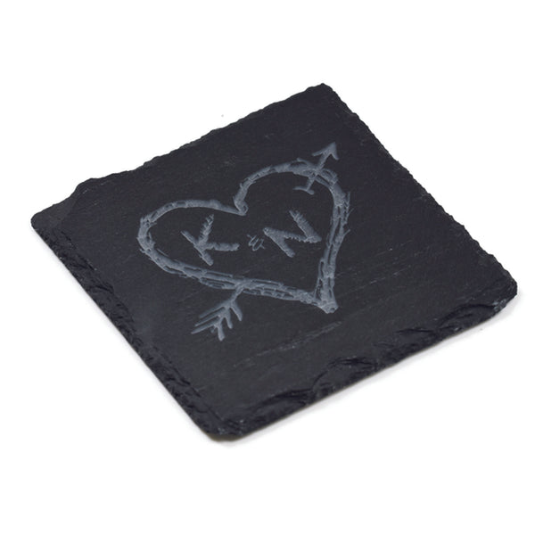 Heart and Arrow Custom Slate Coasters, SET OF 4
