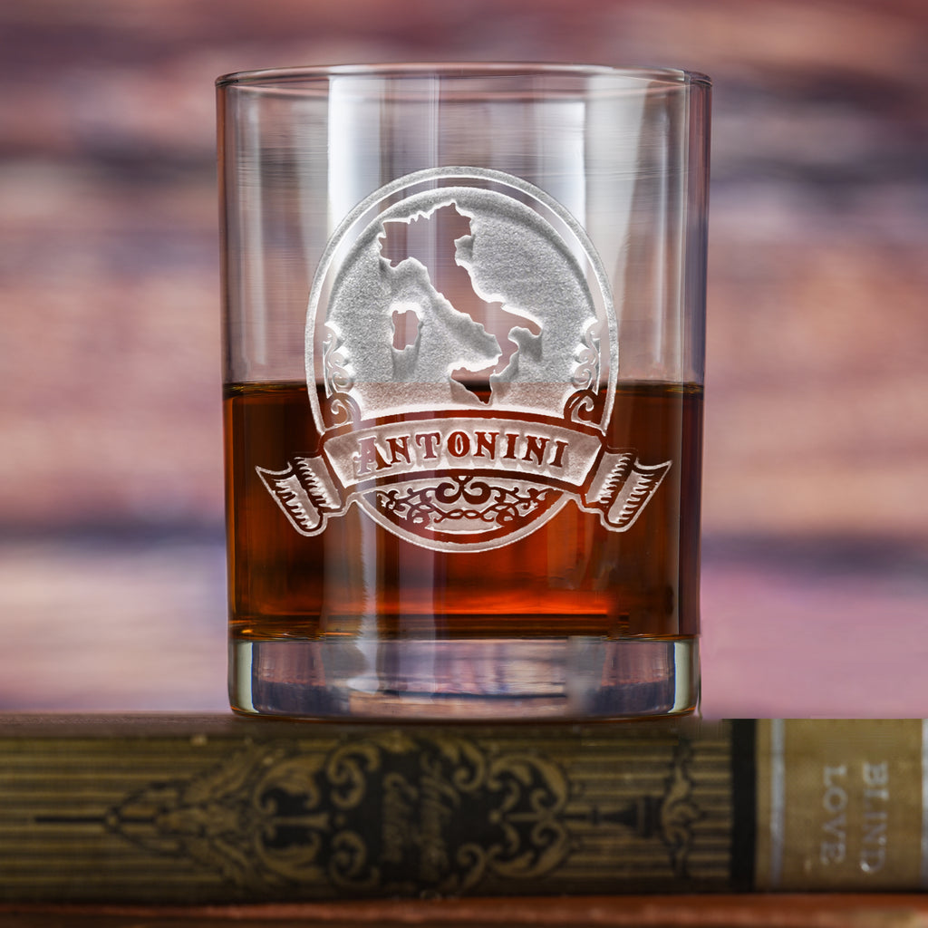 Engraved Italian Whiskey Scotch Glass