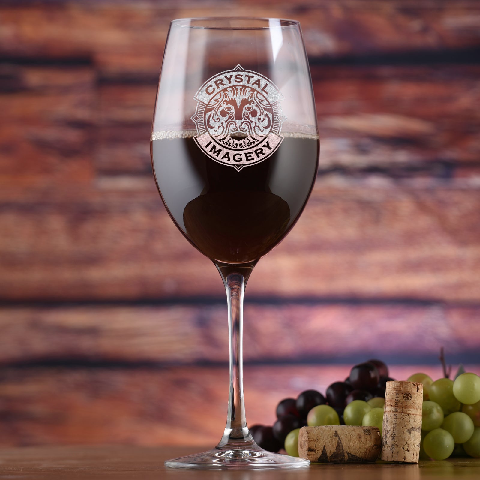 Laser Etched, Crystal Red Wine Glass - with Your Logo