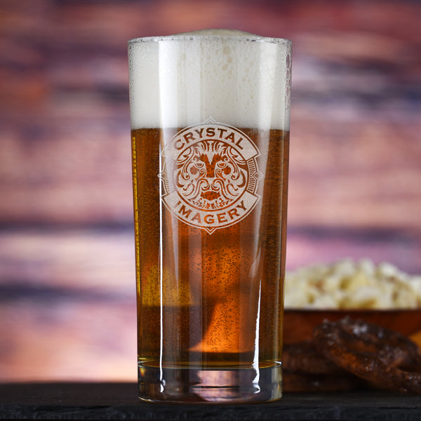 Laser Etched Logo Highball Cooler Mixed Drink Glass