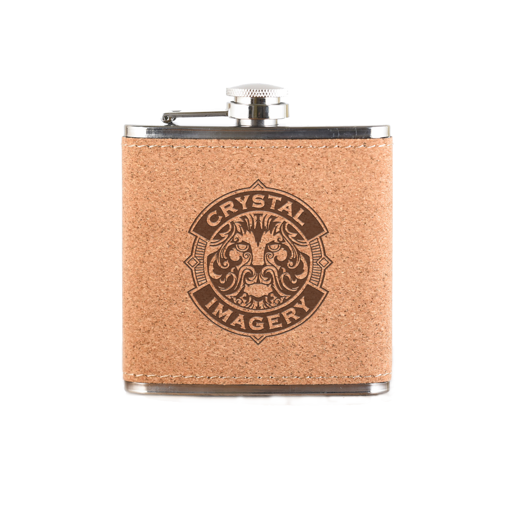 Your Logo Cork Pocket Flask Engraved in Black