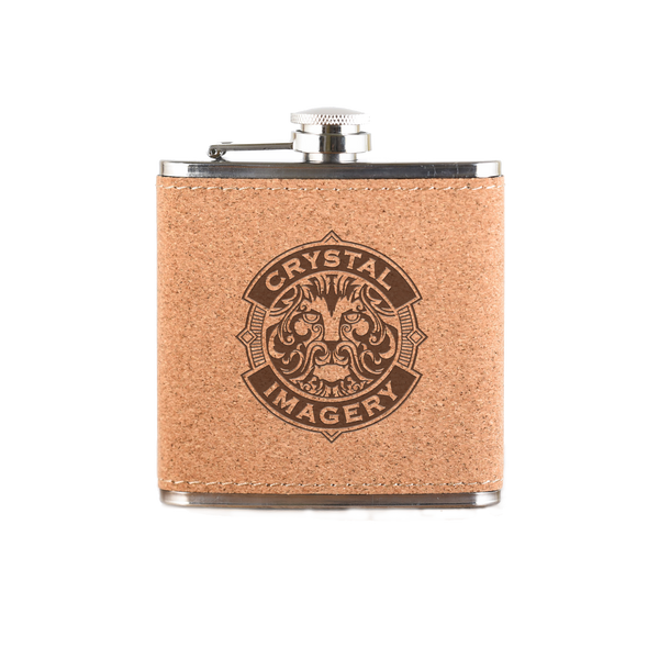 Your Logo Cork Pocket Flask Engraved in Black