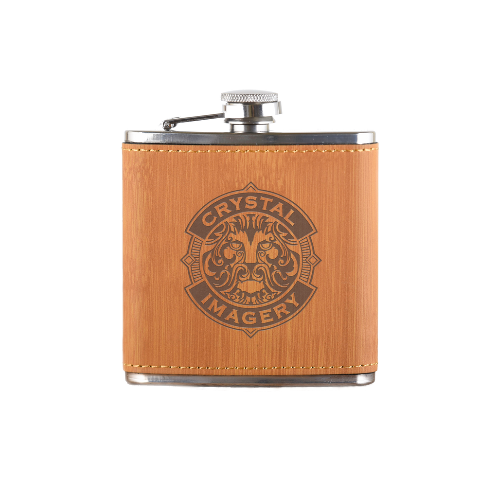 Your Logo Bamboo Pocket Flask Engraved in Black