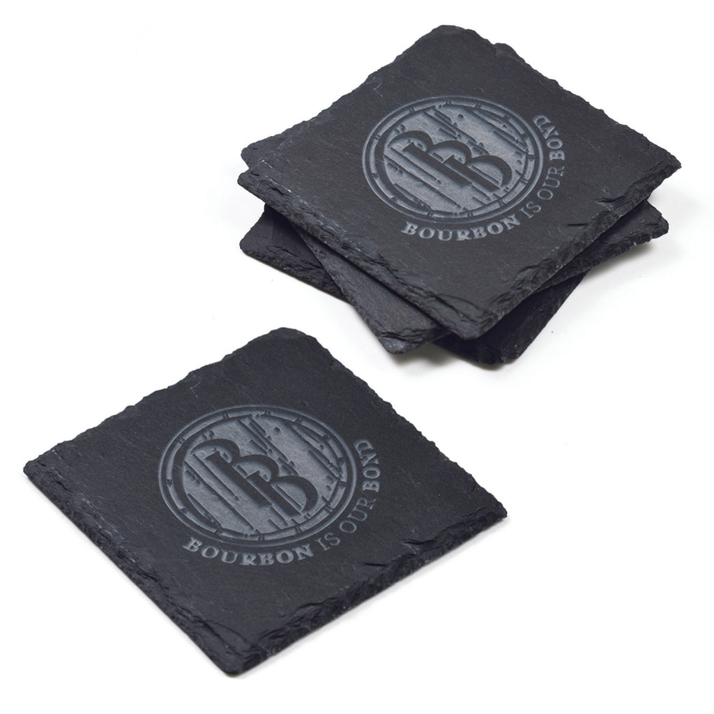 Logo Slate Coasters, Engraved SET of 4