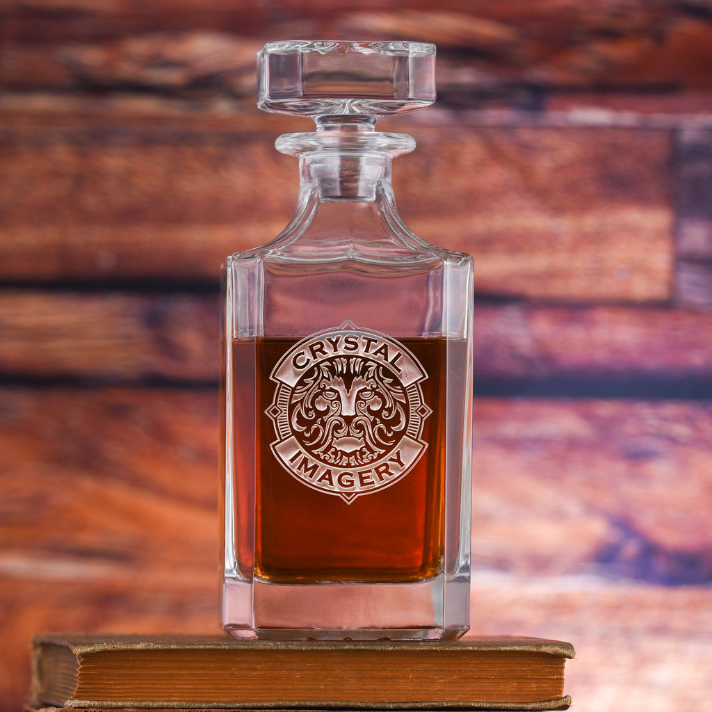 Logo Engraved Square Whiskey Decanter
