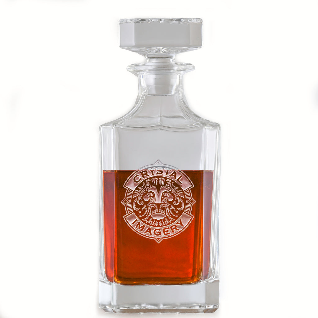 Logo Engraved Square Whiskey Decanter