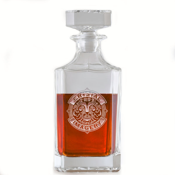 Logo Engraved Square Whiskey Decanter