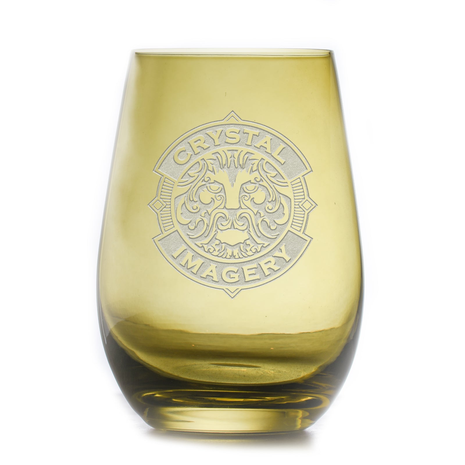 Your Logo, Engraved Green Stemless Wine Glass