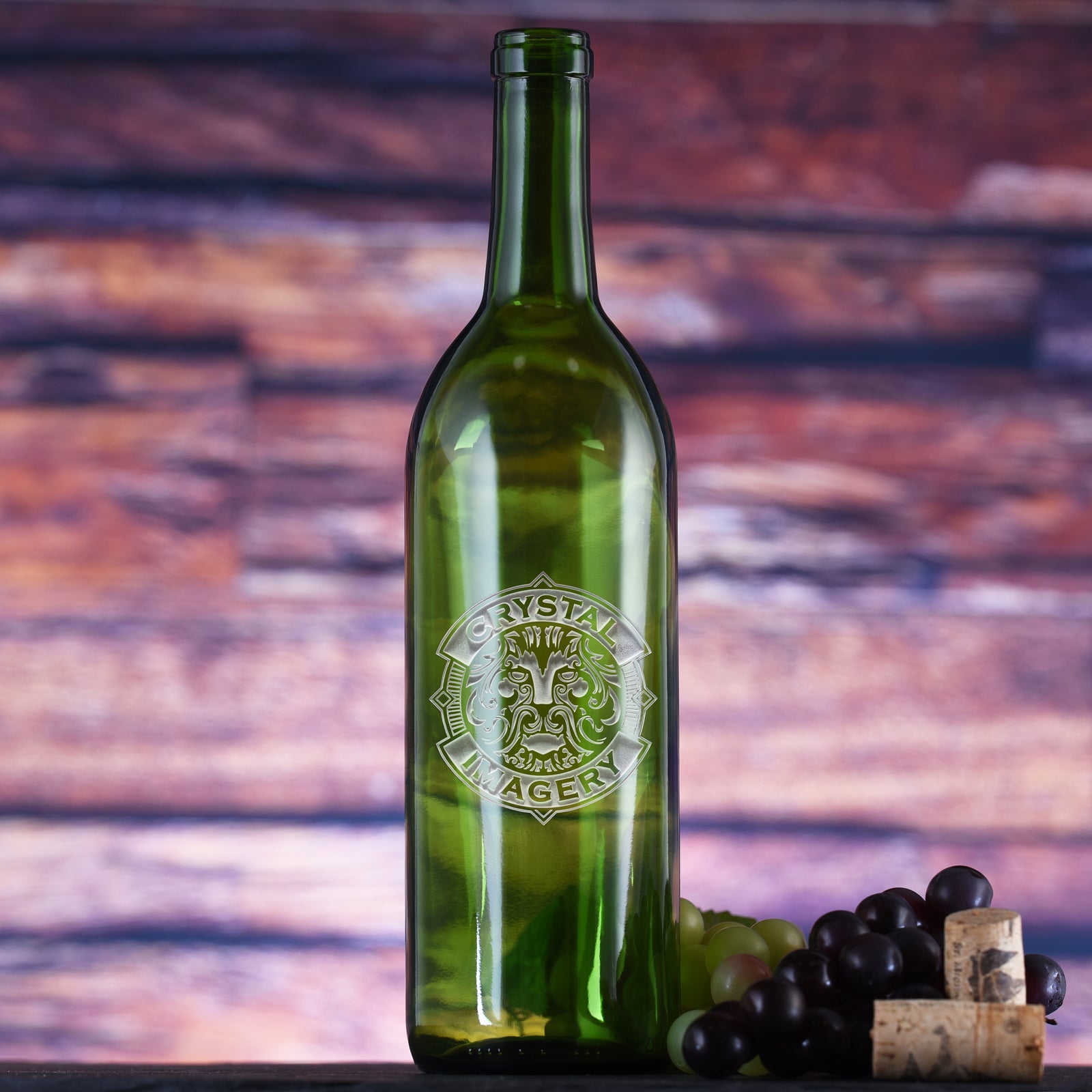 Logo Wine Bottle, Blue or Green