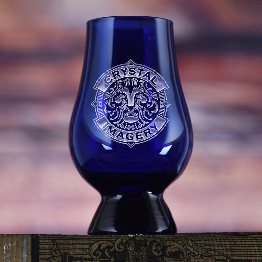 Custom Logo Engraved Blue Glencairn Glass