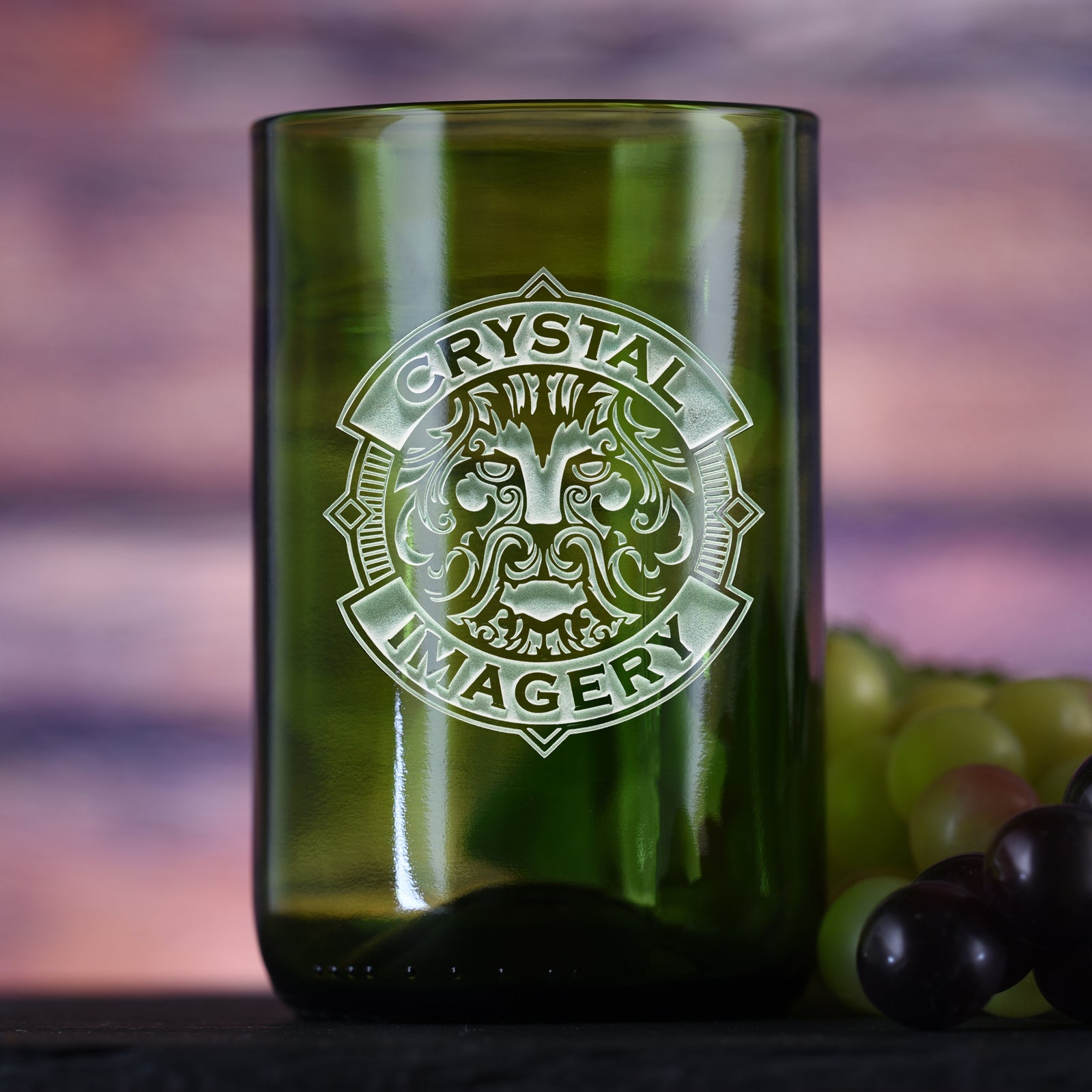 Green, Recycled Wine Bottle Glass - with Your Logo