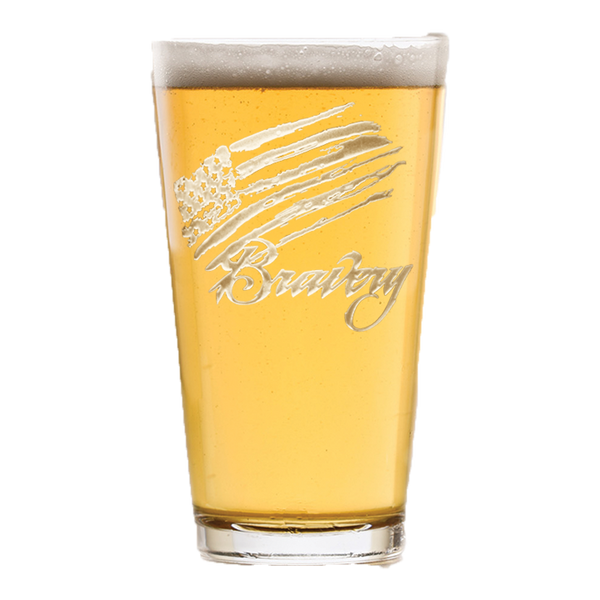Deep Carved Bravery Flag Stars & Stripes Pint Glass