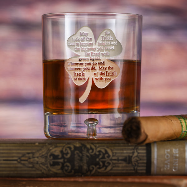 Luck of the Irish Crystal Rocks Whisky Glass, St Patty's Day Gifts