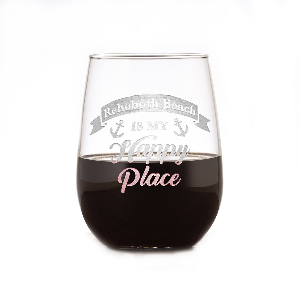 Happy Place Stemless Wine Glass Gift
