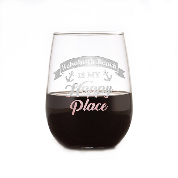 Happy Place Stemless Wine Glass Gift