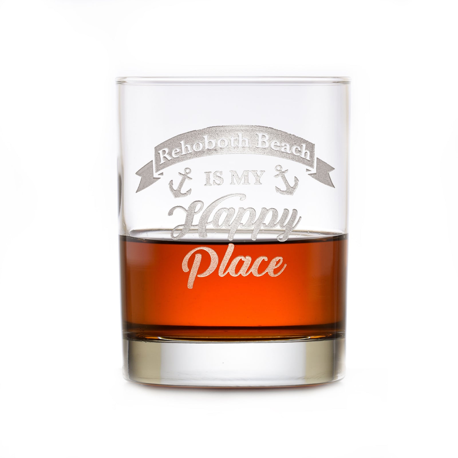 Happy Place Whiskey Rocks Glass Gift