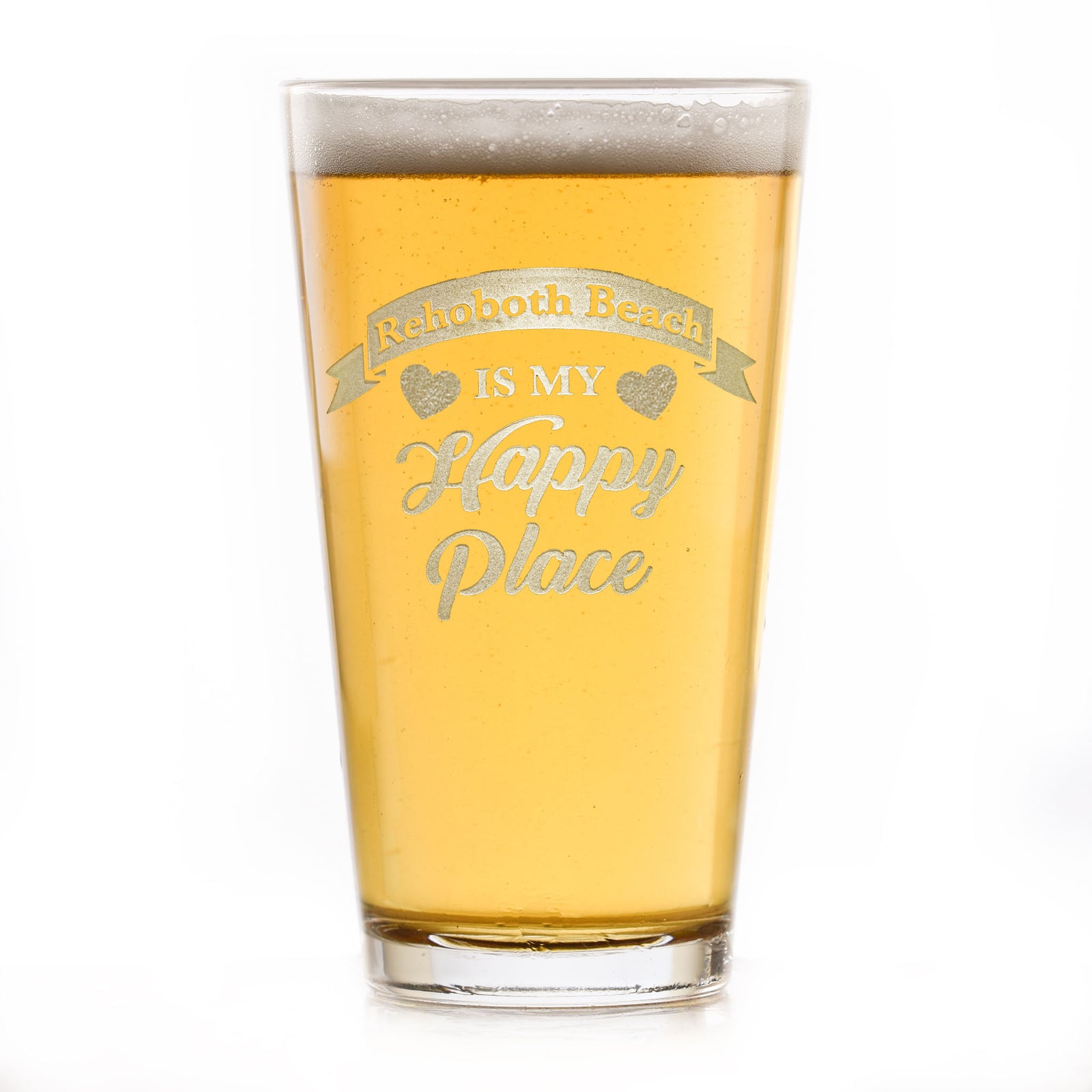 Happy Place Pint Beer Glass Custom Gift
