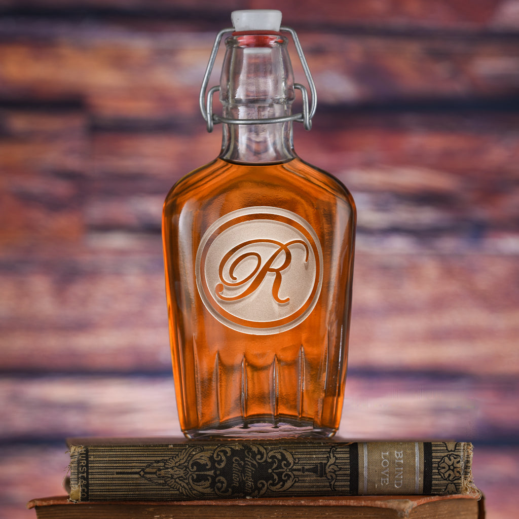Engraved Bourbon Whiskey Flask With Monogram