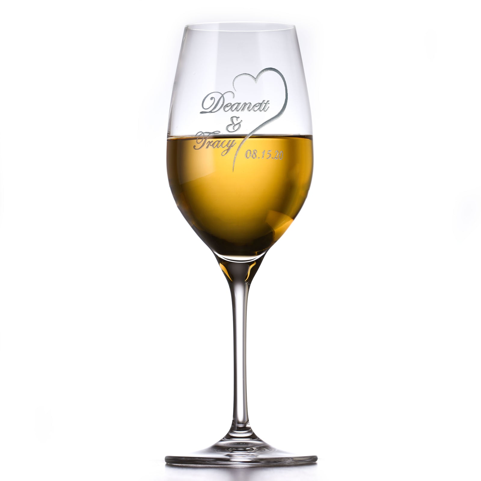 Bride Groom Wedding Date, Crystal White Wine Glass Gift