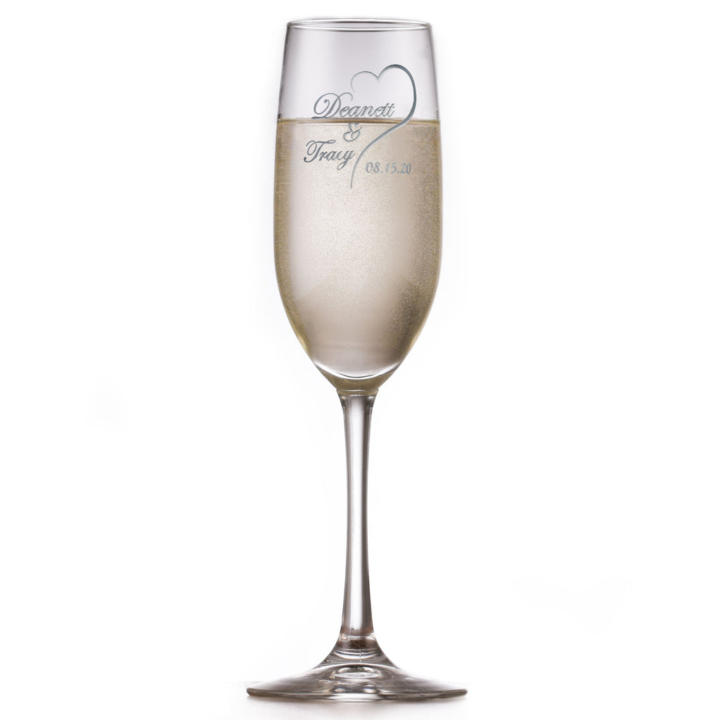 Custom Bride Groom Wedding Date Toasting Flute